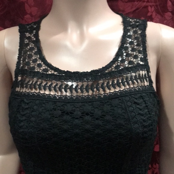 AQUA black XS embroidered mini dress. - Picture 2 of 11